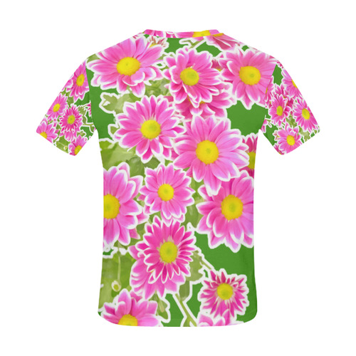 Asters Bouquet Pink White Flowers All Over Print T-Shirt for Men (USA Size) (Model T40)