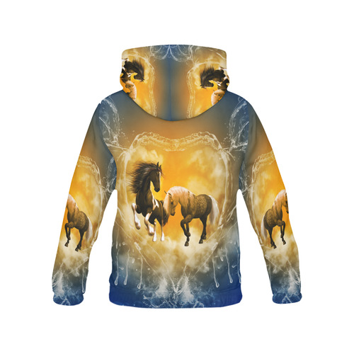 Horses with heart made of water All Over Print Hoodie for Women (USA Size) (Model H13)