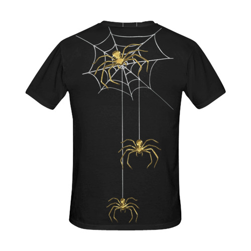 Spiders in the Cobweb Contour Gold Silver All Over Print T-Shirt for Men (USA Size) (Model T40)