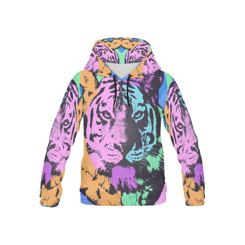 TIGER MULTICOLOR All Over Print Hoodie for Kid (USA Size) (Model H13)