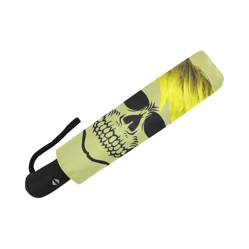 funny skull, yellow Auto-Foldable Umbrella (Model U04)