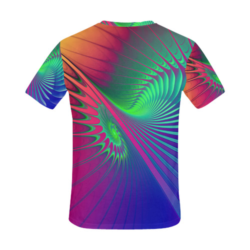 PSYCHEDELIC FRACTAL SPIRAL - Neon Colored All Over Print T-Shirt for Men (USA Size) (Model T40)