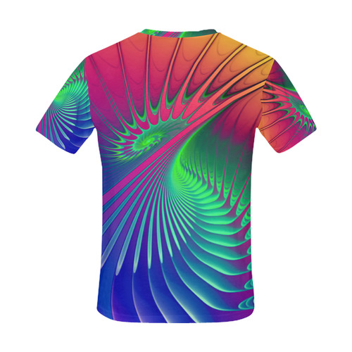 PSYCHEDELIC FRACTAL SPIRAL - Neon Colored All Over Print T-Shirt for Men (USA Size) (Model T40)