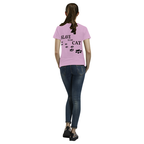 Slave To My Cat All Over Print T-Shirt for Women (USA Size) (Model T40)