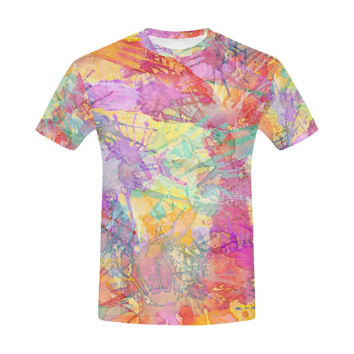 Watercolor Painting Splashes Pastel Multicolored All Over Print T-Shirt for Men (USA Size) (Model T40)