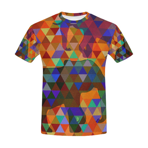 Modern Triangle Pattern Elephants All Over Print T-Shirt for Men (USA Size) (Model T40)