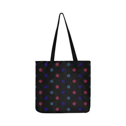 Designers bag black with Colorful dots Reusable Shopping Bag Model 1660 (Two sides)