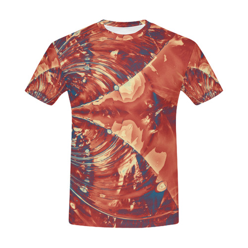 Abstract Fractal Painting - dark red blue beige All Over Print T-Shirt for Men (USA Size) (Model T40)