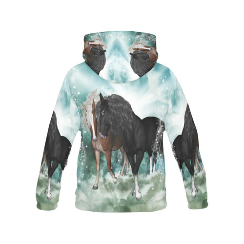 The wonderful couple horses All Over Print Hoodie for Women (USA Size) (Model H13)