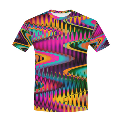 WAVES DISTORTION chevrons multicolored All Over Print T-Shirt for Men (USA Size) (Model T40)
