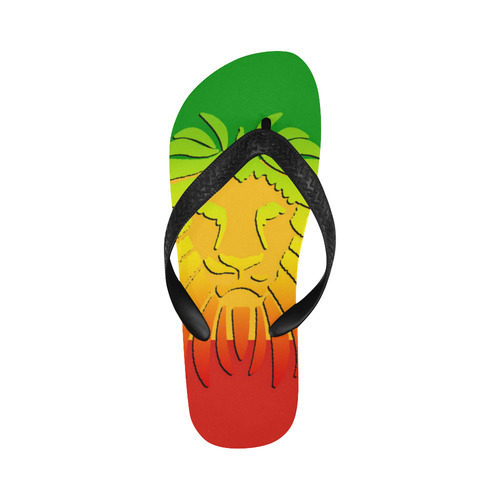 Rastafari Lion Flag green yellow red Flip Flops for Men/Women (Model 040)