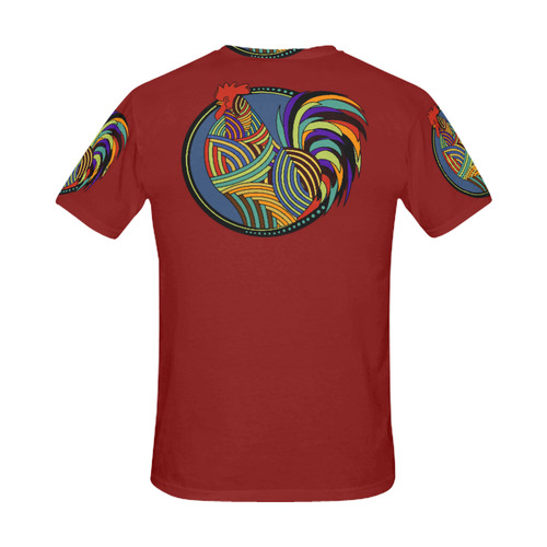 Geometric Art Colorful Rooster Button All Over Print T-Shirt for Men (USA Size) (Model T40)
