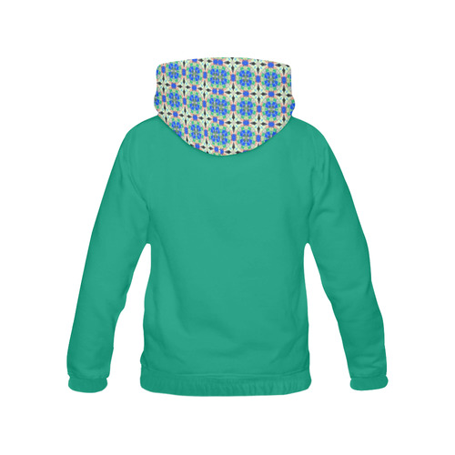 Blue Green and Peach All Over Print Hoodie for Women (USA Size) (Model H13)