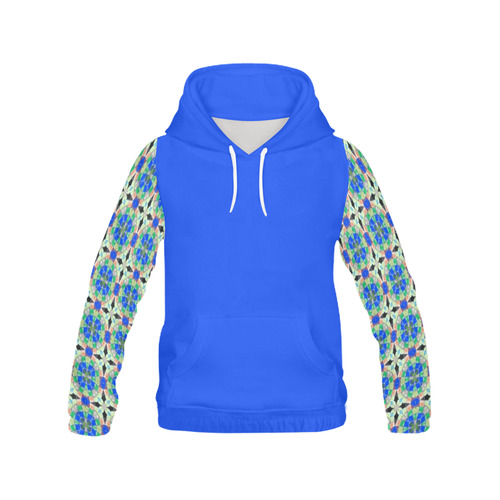 Blue Green and Peach All Over Print Hoodie for Women (USA Size) (Model H13)