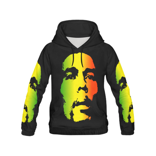 King Of Reggae Bob Marley All Over Print Hoodie for Women (USA Size) (Model H13)