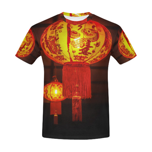Red Chinese Lanterns Home Decoration All Over Print T-Shirt for Men (USA Size) (Model T40)