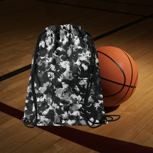 Shades of Gray and Black Oils Large Drawstring Bag Model 1604 (Twin Sides)  16.5"(W) * 19.3"(H)