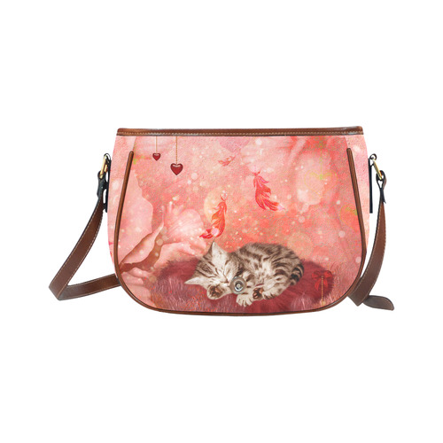 Sweet little sleeping kitten Saddle Bag/Small (Model 1649) Full Customization