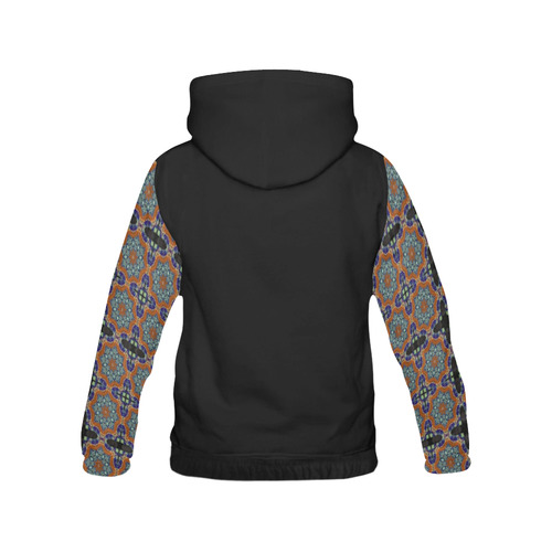 Blue and Brown Abstract All Over Print Hoodie for Women (USA Size) (Model H13)