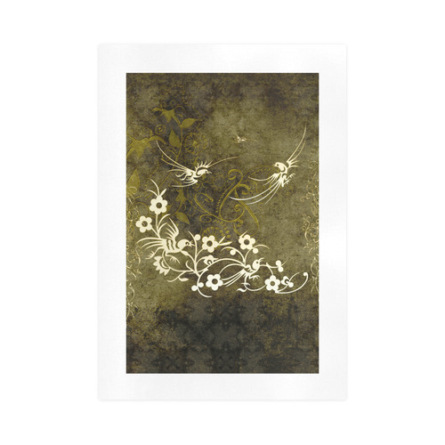 Fantasy birds with leaves Art Print 16‘’x23‘’