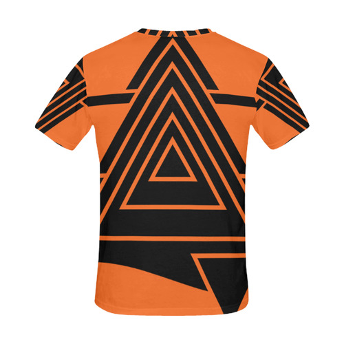 Black Geometric Art Stripes Triangles All Over Print T-Shirt for Men (USA Size) (Model T40)