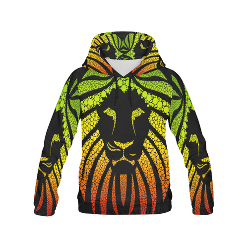 Rastafari Lion Dots green yellow red All Over Print Hoodie for Men (USA Size) (Model H13)