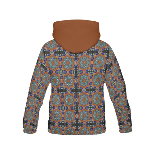 Blue and Brown Abstract All Over Print Hoodie for Women (USA Size) (Model H13)