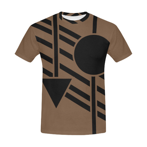 Black Geometric Art Stripes Triangle Dot All Over Print T-Shirt for Men (USA Size) (Model T40)