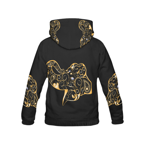 Wonderful gold, black elephant All Over Print Hoodie for Men (USA Size) (Model H13)