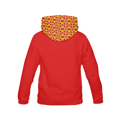 Yellow and Red Geometric All Over Print Hoodie for Women (USA Size) (Model H13)