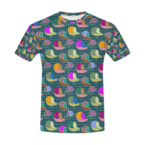 Simply Geometric Cute Birds Pattern Colored All Over Print T-Shirt for Men (USA Size) (Model T40)