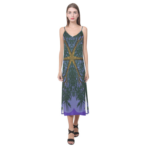 Celtic Princess V-Neck Open Fork Long Dress(Model D18)