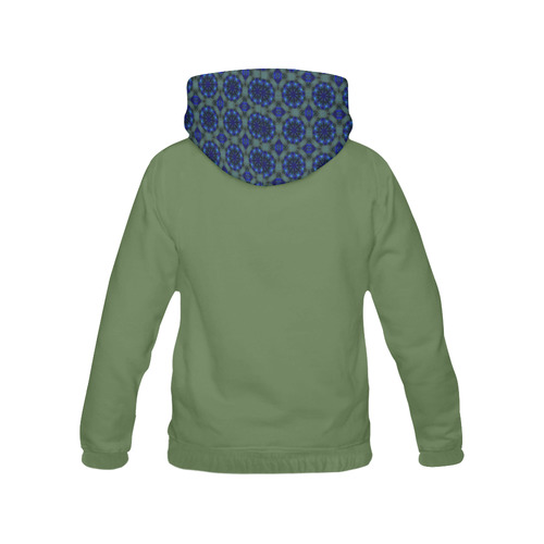 Teal Blue and Green Geometric All Over Print Hoodie for Women (USA Size) (Model H13)
