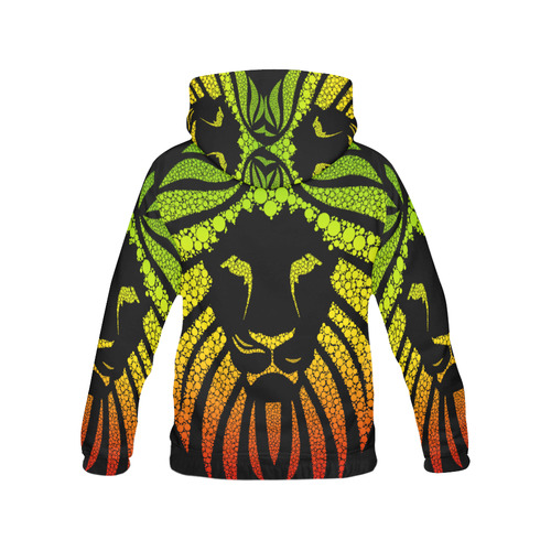 Rastafari Lion Dots green yellow red All Over Print Hoodie for Women (USA Size) (Model H13)