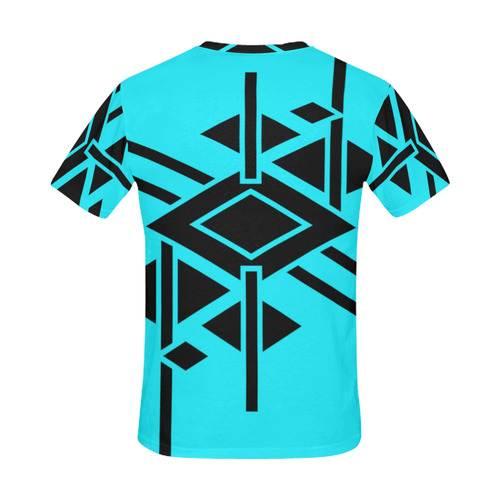 Black Geometric Art Stripes Triangles Rhombuses All Over Print T-Shirt for Men (USA Size) (Model T40)