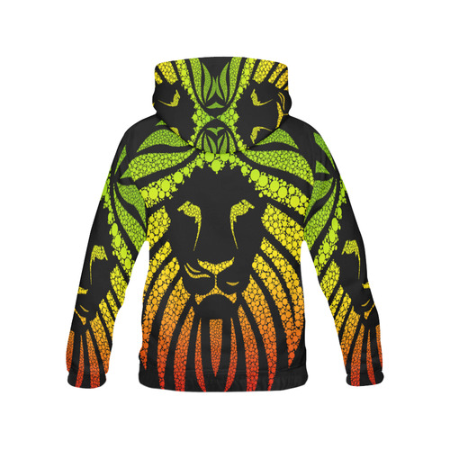 Rastafari Lion Dots green yellow red All Over Print Hoodie for Men (USA Size) (Model H13)