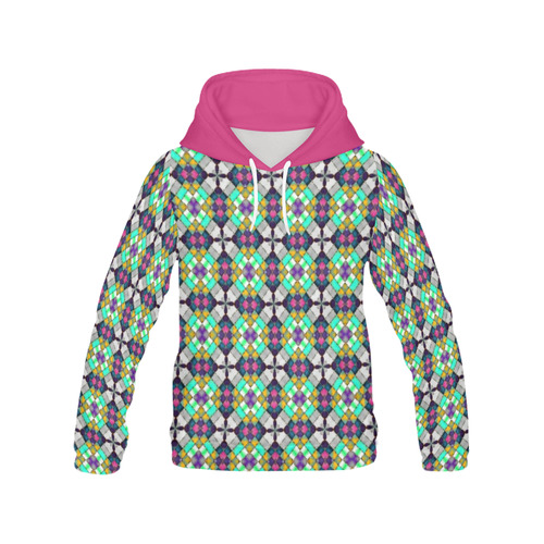 Colorful Quilt All Over Print Hoodie for Women (USA Size) (Model H13)