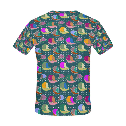 Simply Geometric Cute Birds Pattern Colored All Over Print T-Shirt for Men (USA Size) (Model T40)