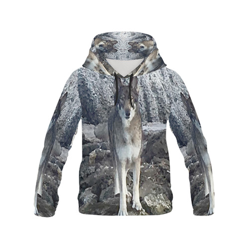 Dog German Shepherd All Over Print Hoodie for Women (USA Size) (Model H13)