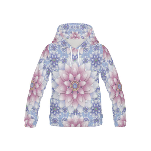 Ornaments pink+blue, pattern All Over Print Hoodie for Kid (USA Size) (Model H13)