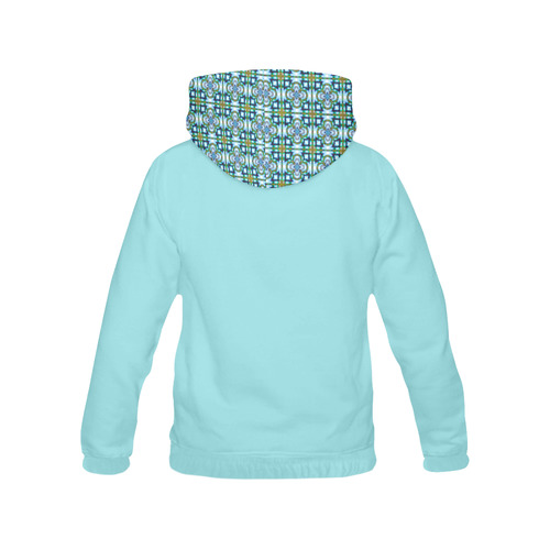 Blue and Gold All Over Print Hoodie for Women (USA Size) (Model H13)