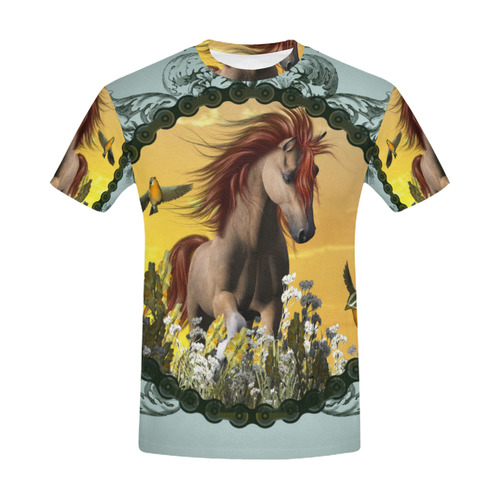 Horse with bird All Over Print T-Shirt for Men (USA Size) (Model T40)