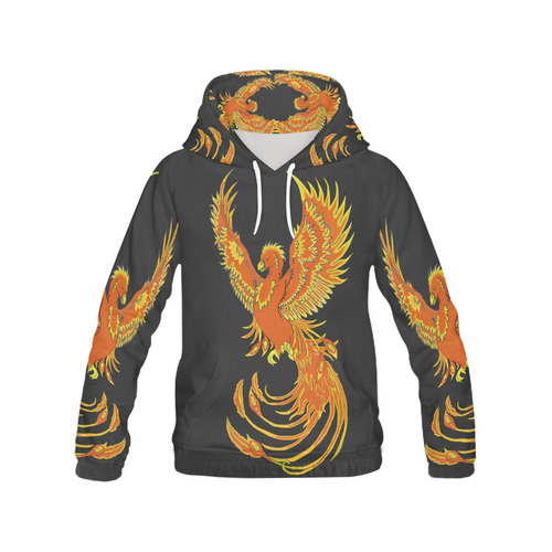 Phoenix Rising Black All Over Print Hoodie for Men (USA Size) (Model H13)