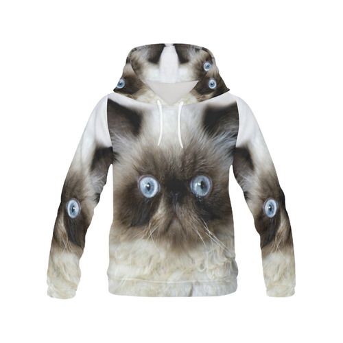 Funny Cat All Over Print Hoodie for Women (USA Size) (Model H13)