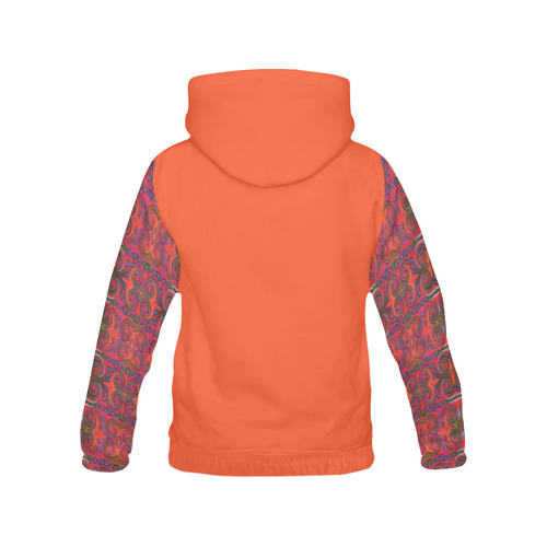 Multicolored Red All Over Print Hoodie for Women (USA Size) (Model H13)