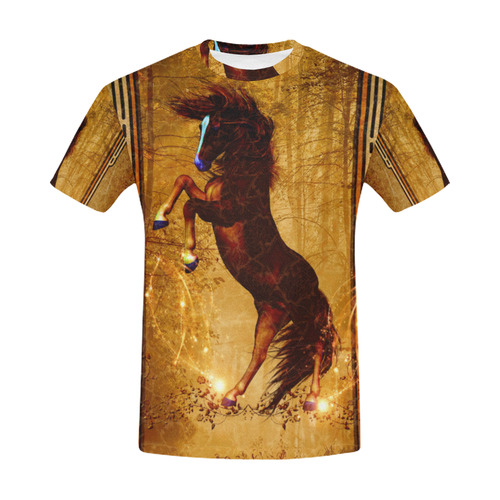 Awesome horse, vintage background All Over Print T-Shirt for Men (USA Size) (Model T40)
