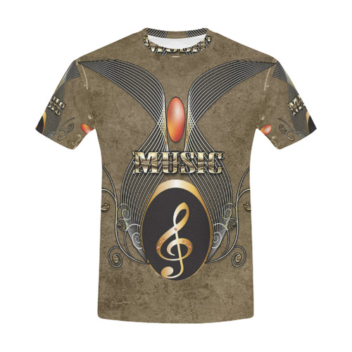 Golden clef and floral design All Over Print T-Shirt for Men (USA Size) (Model T40)