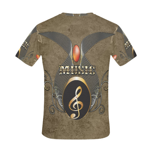 Golden clef and floral design All Over Print T-Shirt for Men (USA Size) (Model T40)
