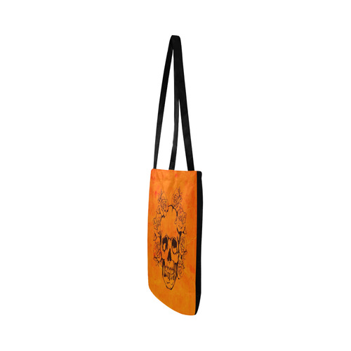 Skull with roses,orange Reusable Shopping Bag Model 1660 (Two sides)