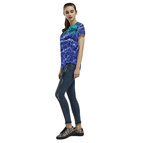 Electric Blue Globes All Over Print T-Shirt for Women (USA Size) (Model T40)